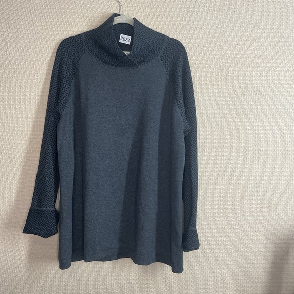 Akini Knit Tunic Women's 2X Grey &‎ Black Pullover Sweater Cotton/Polyester - Picture 3 of 8